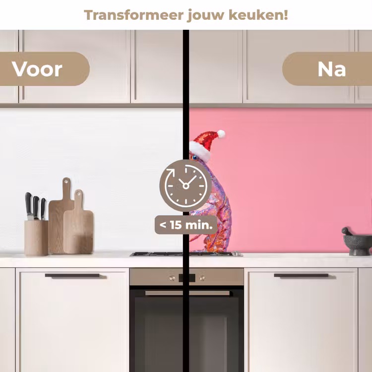 Keuken achterwand - Kreeft - Kerst - Roze — 3