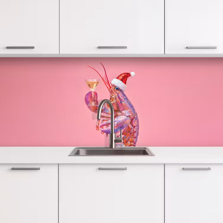 Keuken achterwand - Kreeft - Kerst - Roze — 4
