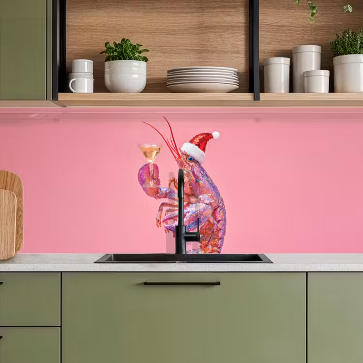 Keuken achterwand - Kreeft - Kerst - Roze — 8