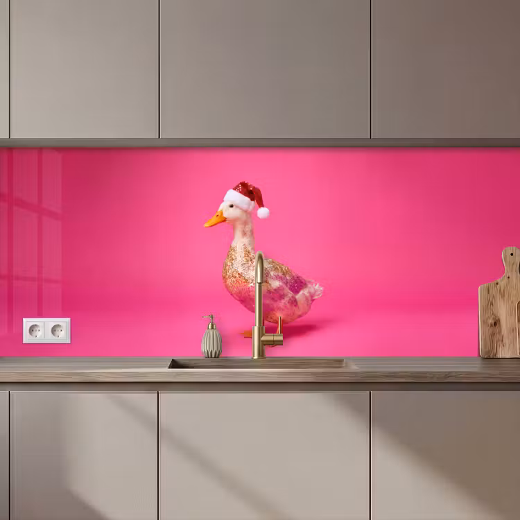 Keuken achterwand - Vogel - Kerst - Roze — 1