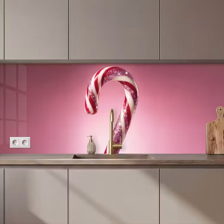 Keuken achterwand - Zuurstok - Glinsterend - Roze — 1