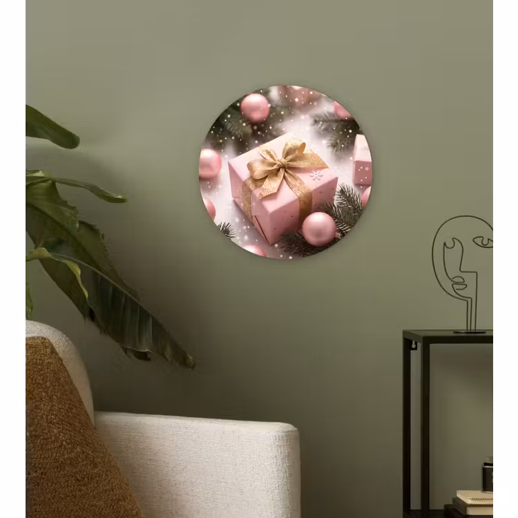 Muurcirkel - Cadeau - Kerst - Roze — 3