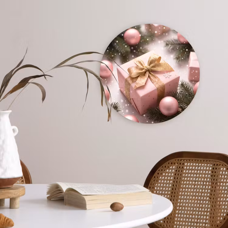 Muurcirkel - Cadeau - Kerst - Roze — 4