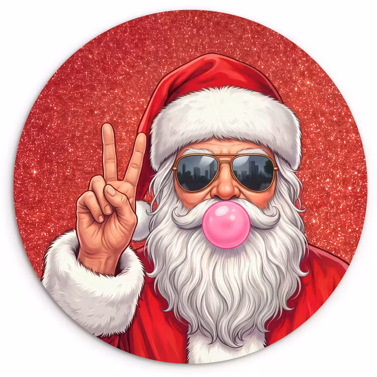 Muurcirkel - Kerstman - Zonnebril - Kerst — 1