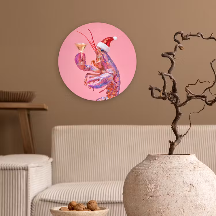 Muurcirkel - Kreeft - Kerst - Roze — 2