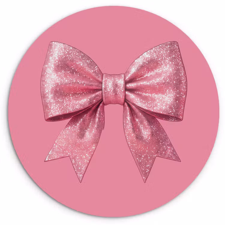 Muurcirkel - Roze strik - Glitter — 1