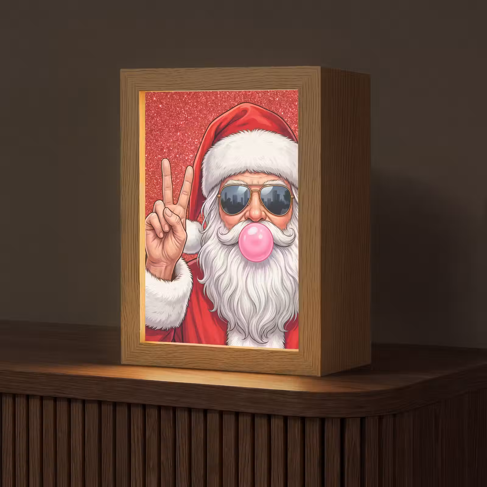 Gepersonaliseerd Lightbox - Kerstman - Zonnebril - Kerst — 1