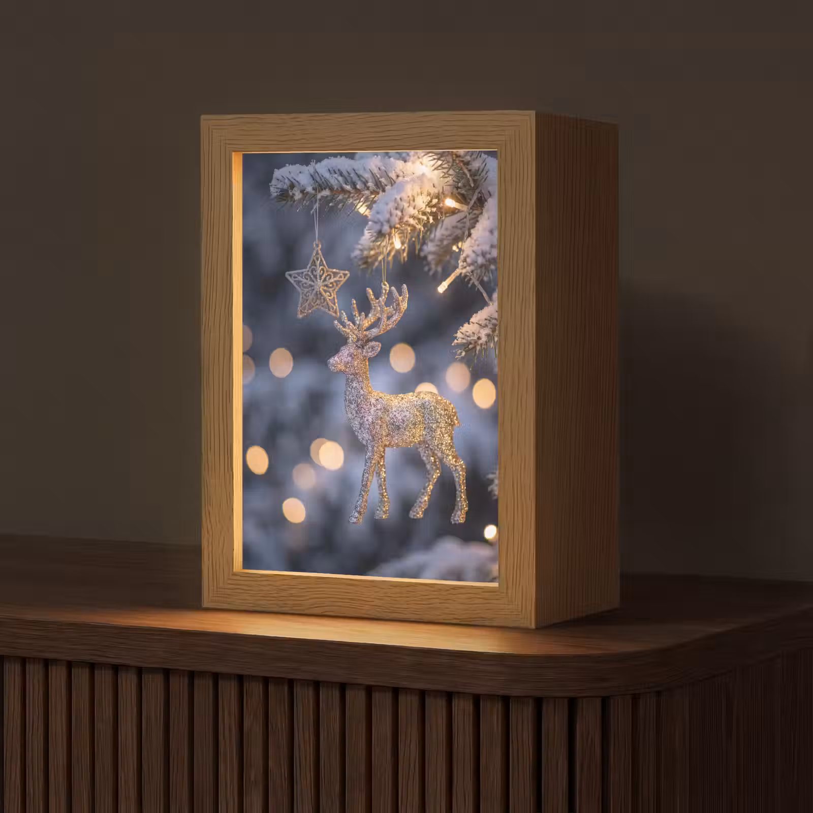 Gepersonaliseerd Lightbox - Rendier - Kerst - Sneeuw — 1