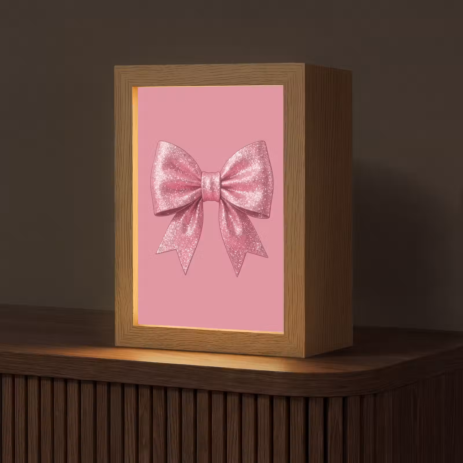 Gepersonaliseerd Lightbox - Roze strik - Glitter — 1