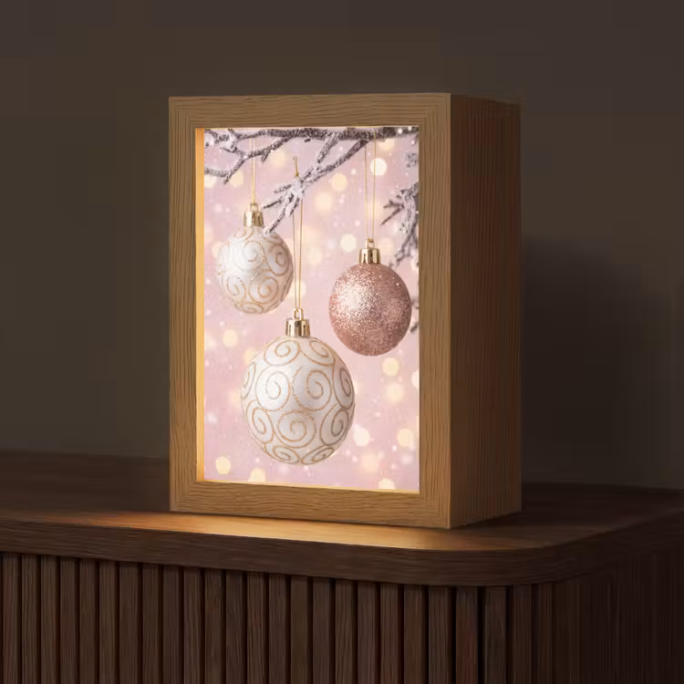 Gepersonaliseerd Lightbox - Kerstbal - Roze - Winter — 1