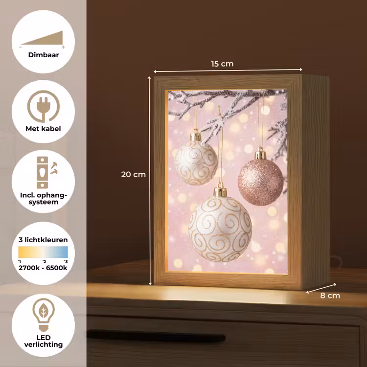 Gepersonaliseerd Lightbox - Kerstbal - Roze - Winter — 7