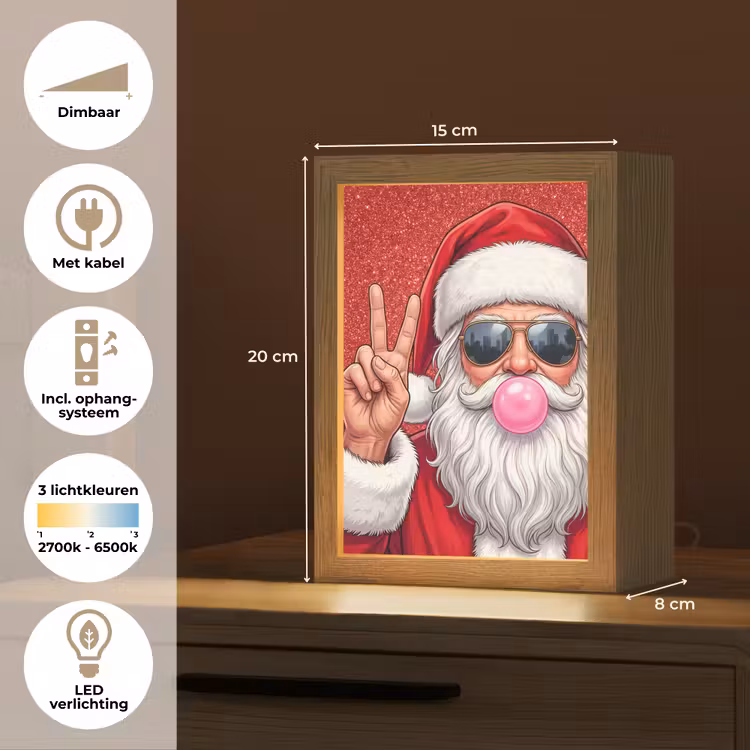 Gepersonaliseerd Lightbox - Kerstman - Zonnebril - Kerst — 7