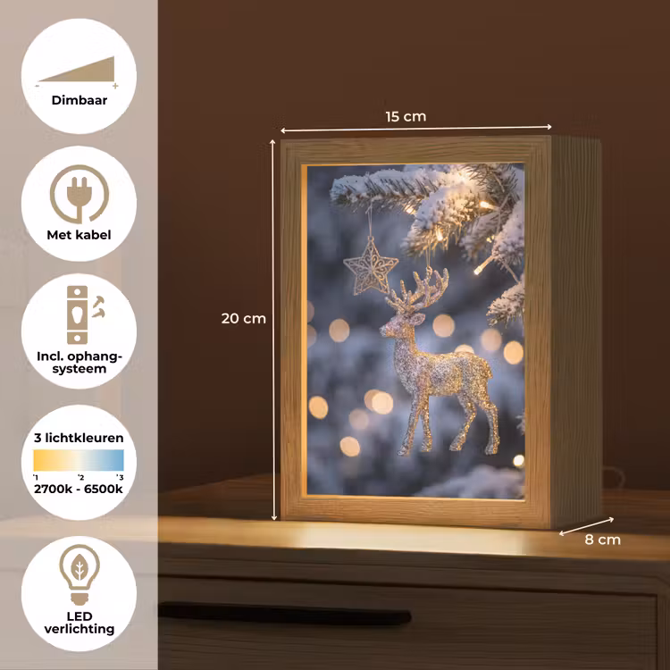 Gepersonaliseerd Lightbox - Rendier - Kerst - Sneeuw — 7