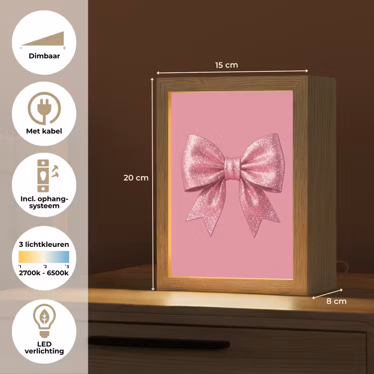 Gepersonaliseerd Lightbox - Roze strik - Glitter — 7