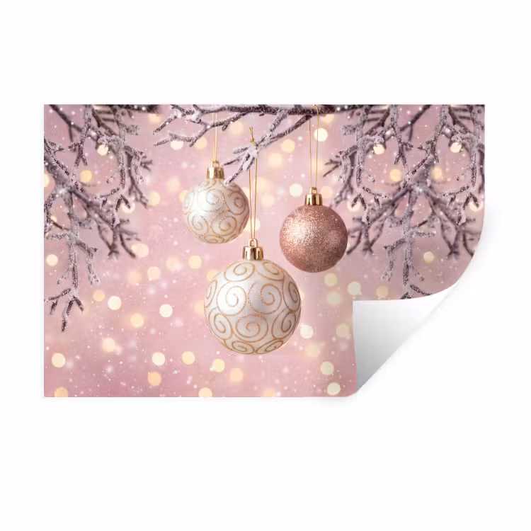 Muursticker - Kerstbal - Roze - Winter — 1