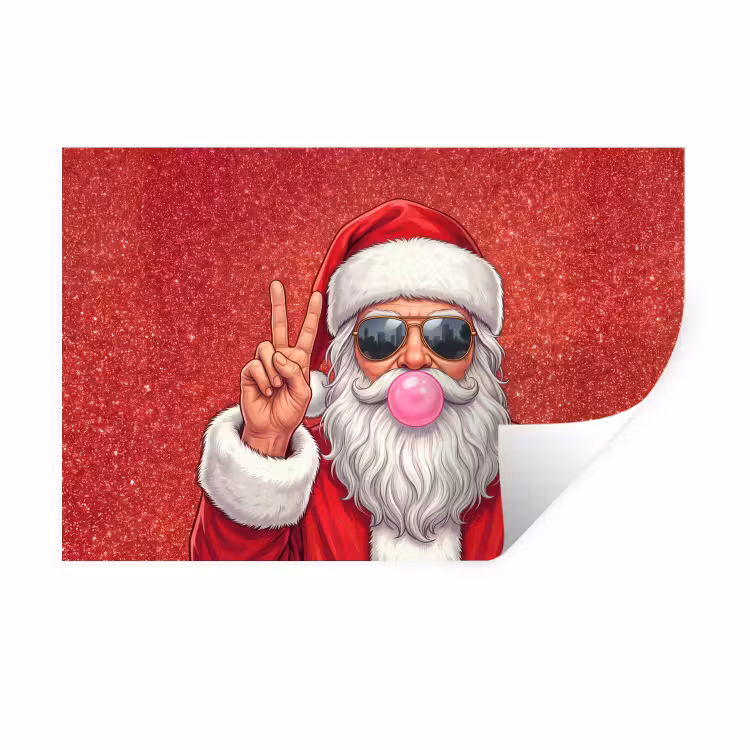 Muursticker - Kerstman - Zonnebril - Kerst — 1