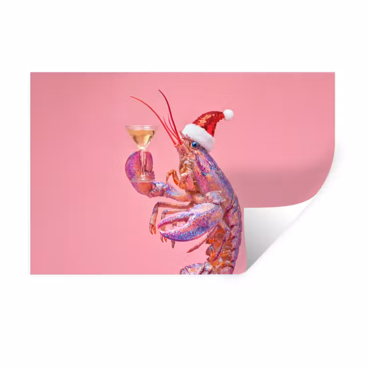 Muursticker - Kreeft - Kerst - Roze — 1