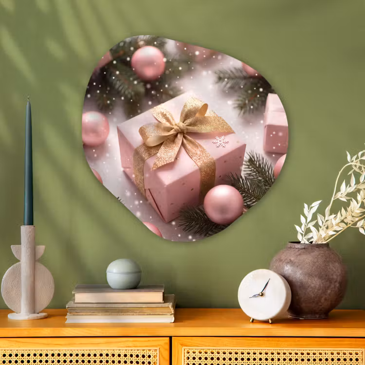 Organisch schilderij aluminium - Cadeau - Kerst - Roze — 2