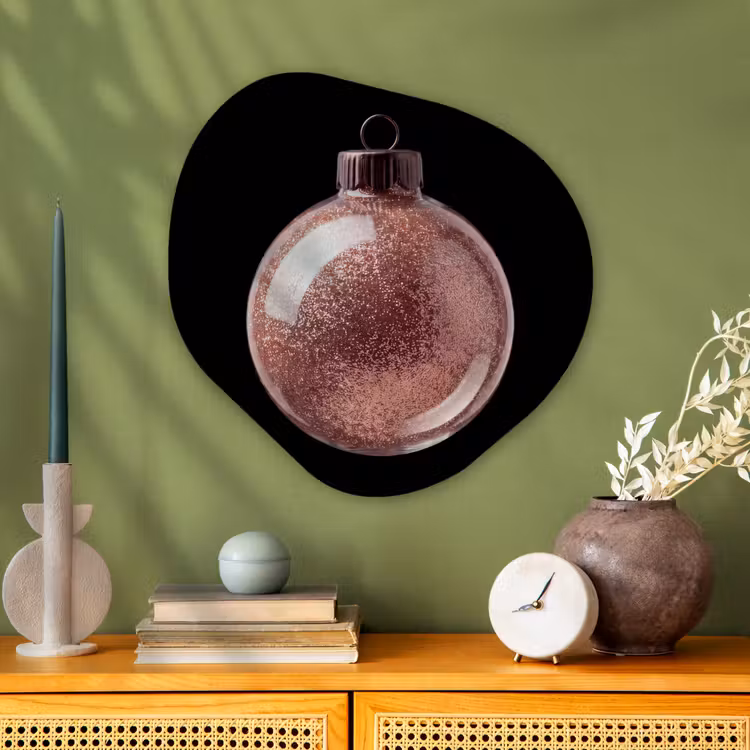 Organisch schilderij aluminium - Kerstbal - Roségoud - Kerst — 2