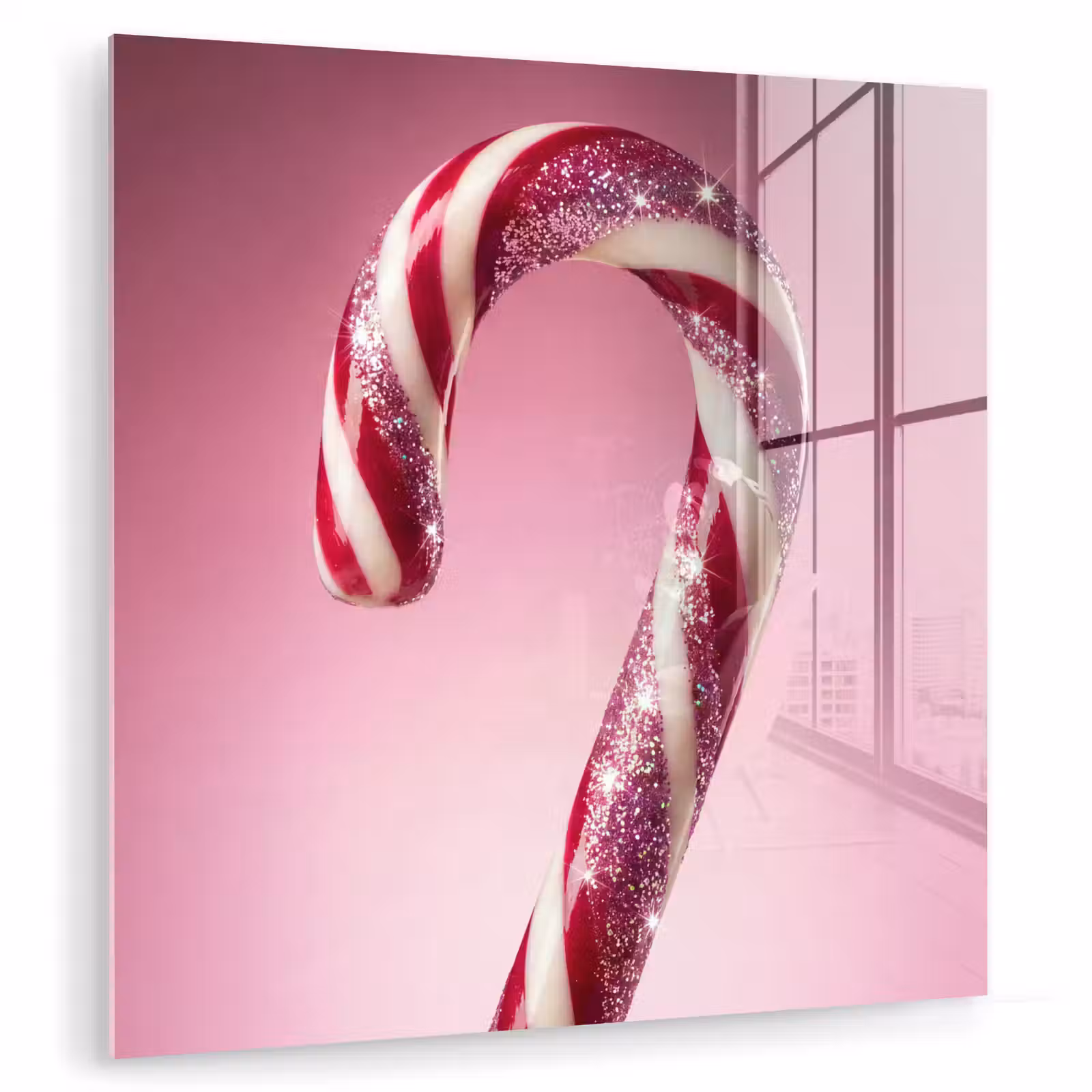 Glas schilderij - Zuurstok - Glinsterend - Roze — 1