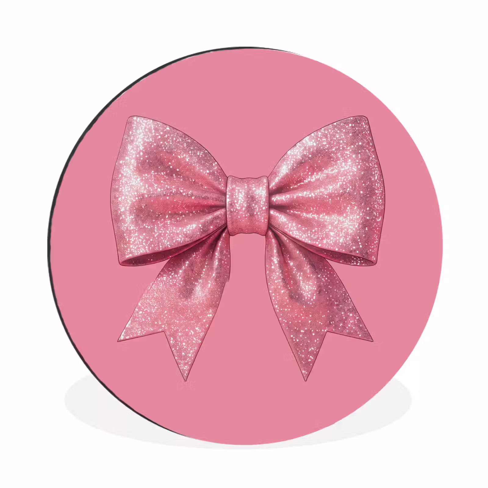 Muurcirkel aluminium - Roze strik - Glitter — 1