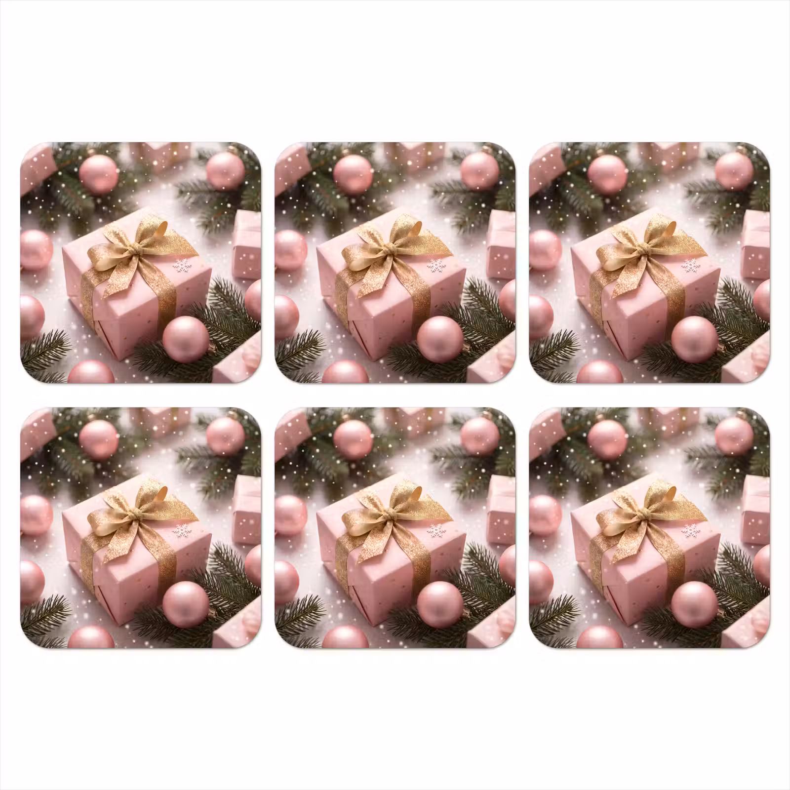 Onderzetter - Cadeau - Kerst - Roze — 1