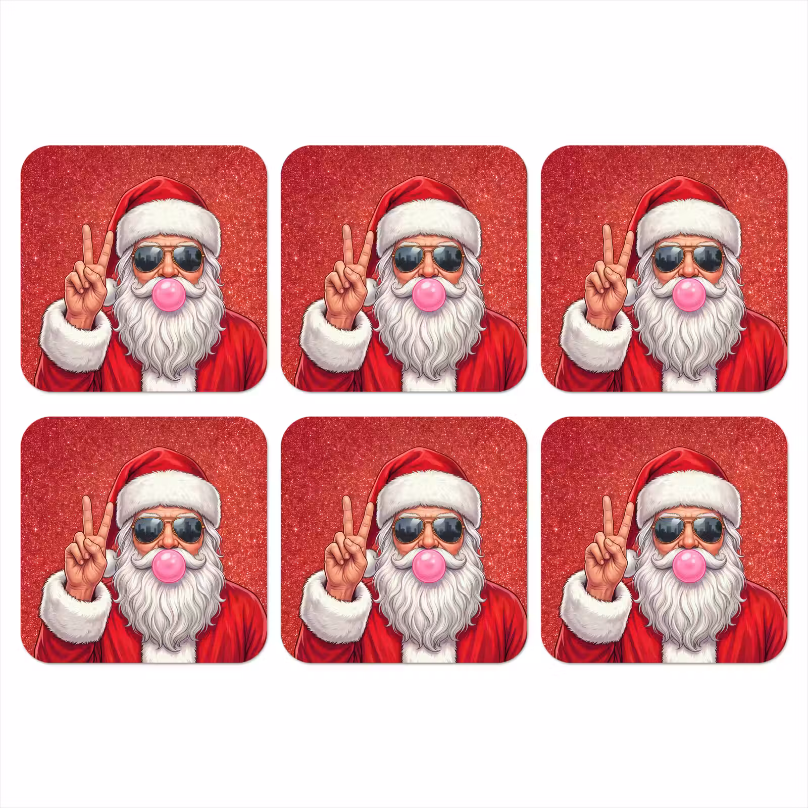 Onderzetter - Kerstman - Zonnebril - Kerst — 1