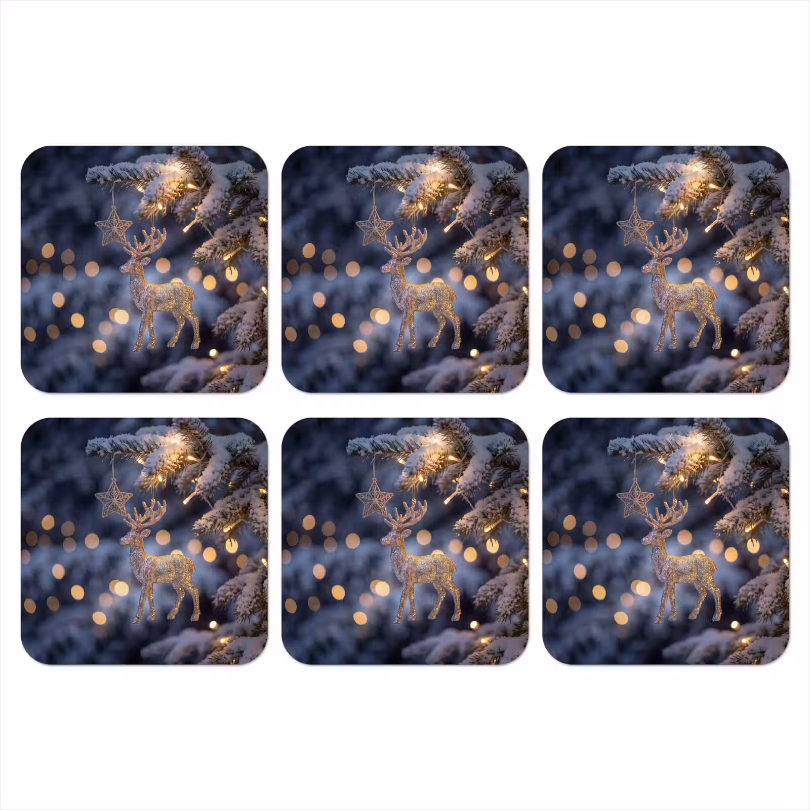 Onderzetter - Rendier - Kerst - Sneeuw — 1