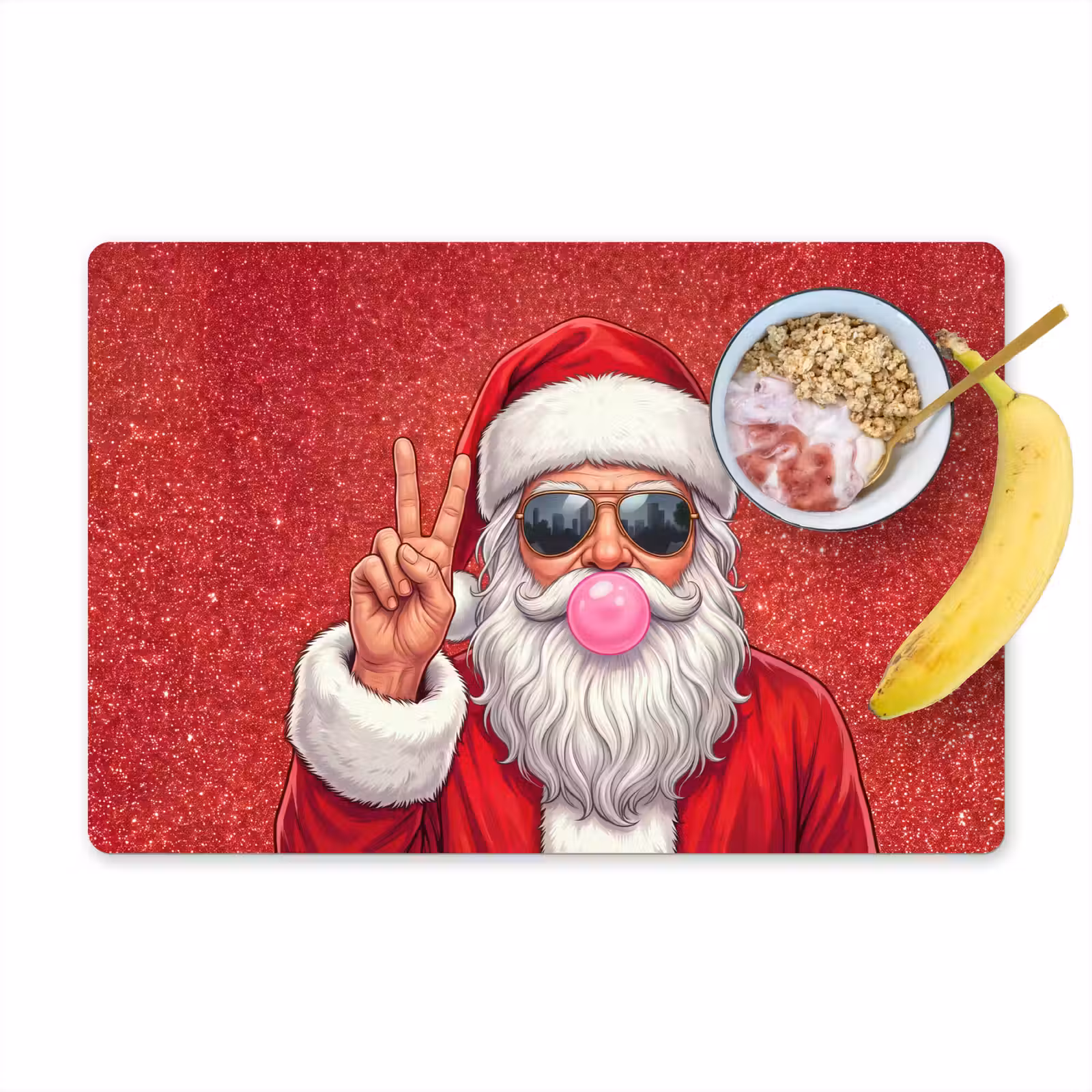Placemat - 6 stuks - Kerstman - Zonnebril - Kerst — 1