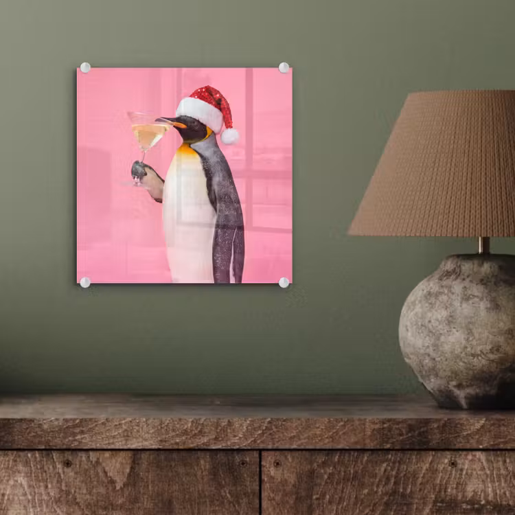 Glas schilderij - Pinguïn - Kerst - Feest — 4