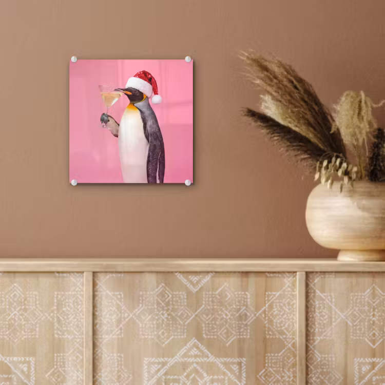 Glas schilderij - Pinguïn - Kerst - Feest — 6