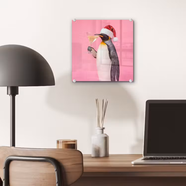 Glas schilderij - Pinguïn - Kerst - Feest — 7
