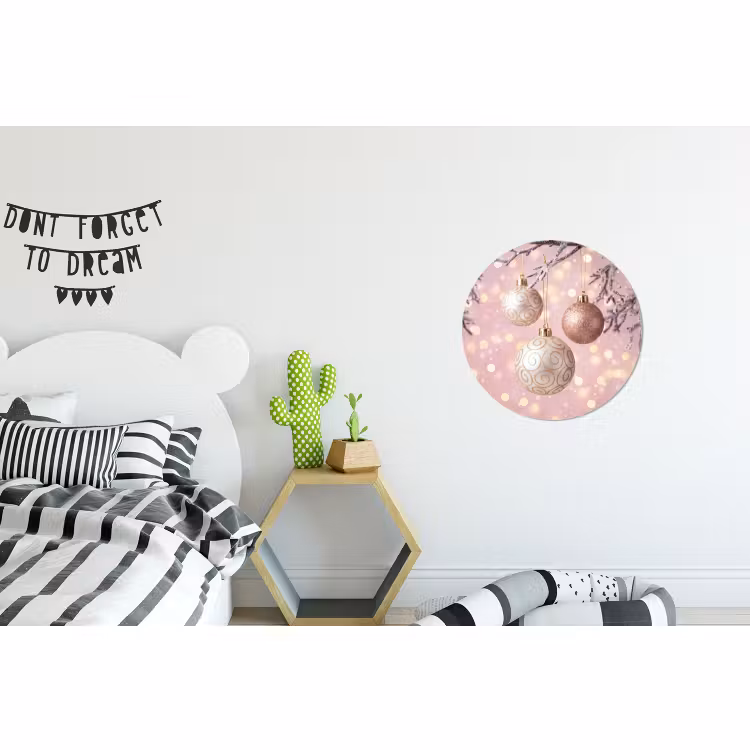 Muurcirkel aluminium - Kerstbal - Roze - Winter — 5