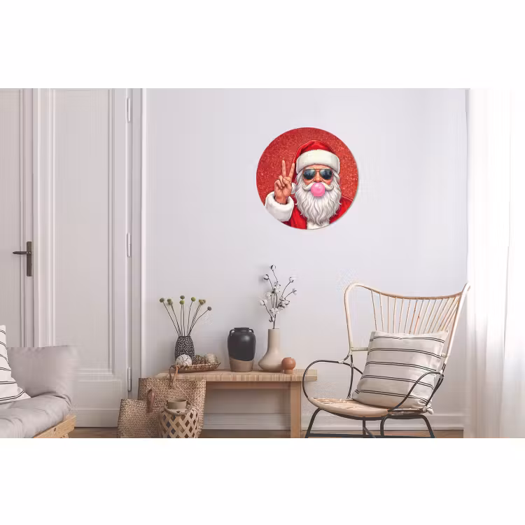 Muurcirkel aluminium - Kerstman - Zonnebril - Kerst — 2