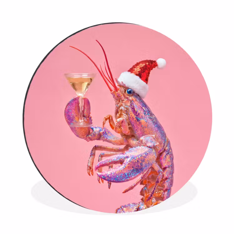 Muurcirkel aluminium - Kreeft - Kerst - Roze — 1