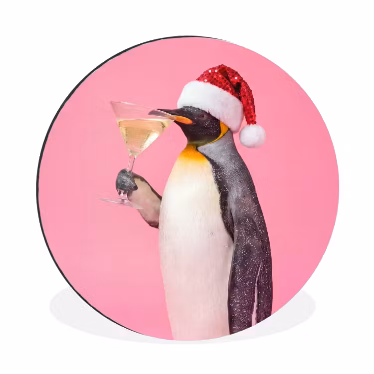 Muurcirkel aluminium - Pinguïn - Kerst - Feest — 1
