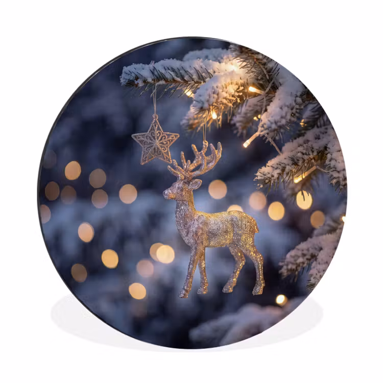 Muurcirkel aluminium - Rendier - Kerst - Sneeuw — 1