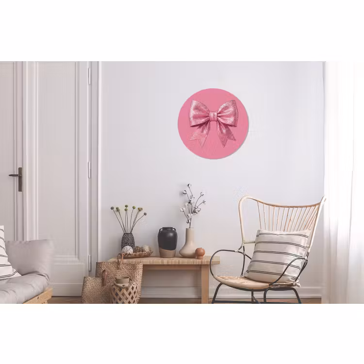 Muurcirkel aluminium - Roze strik - Glitter — 2
