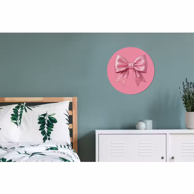 Muurcirkel aluminium - Roze strik - Glitter — 4