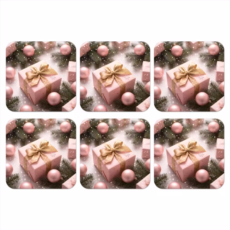 Onderzetter - Cadeau - Kerst - Roze — 1