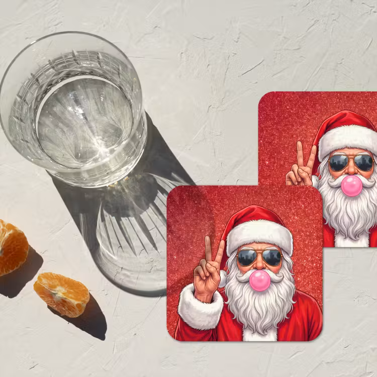 Onderzetter - Kerstman - Zonnebril - Kerst — 2