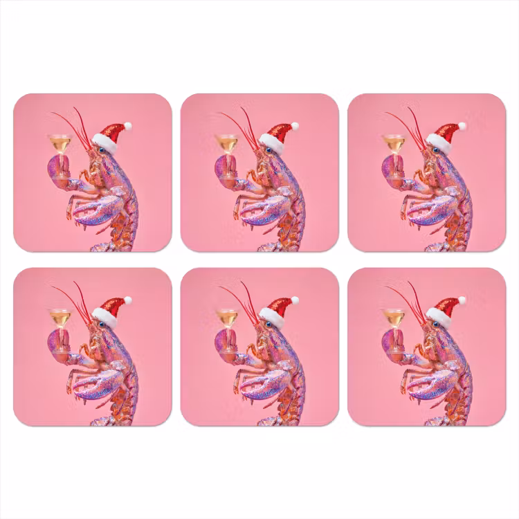 Onderzetter - Kreeft - Kerst - Roze — 1