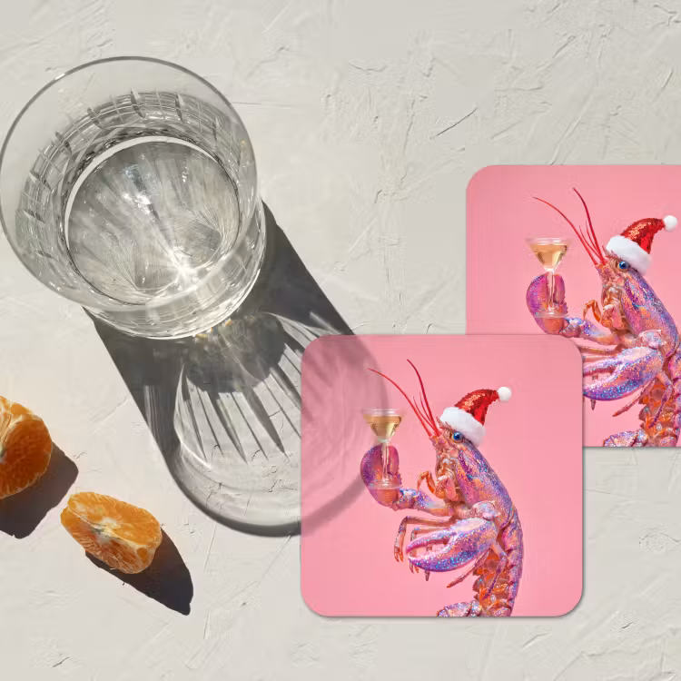 Onderzetter - Kreeft - Kerst - Roze — 2