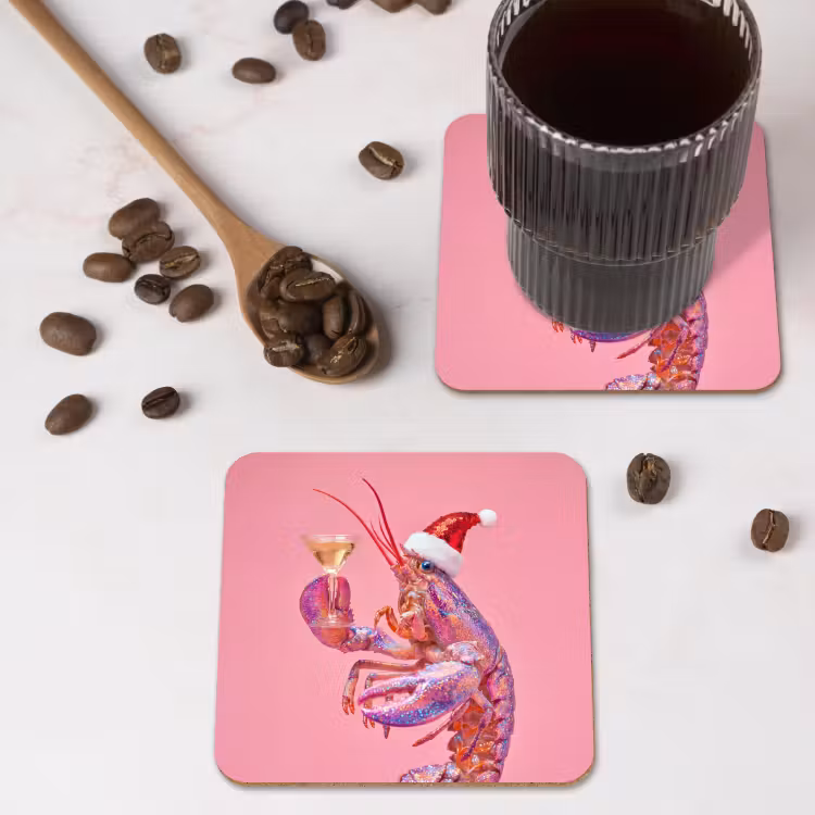 Onderzetter - Kreeft - Kerst - Roze — 4