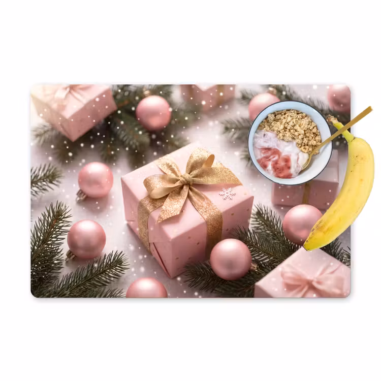 Placemat - 6 stuks - Cadeau - Kerst - Roze — 1
