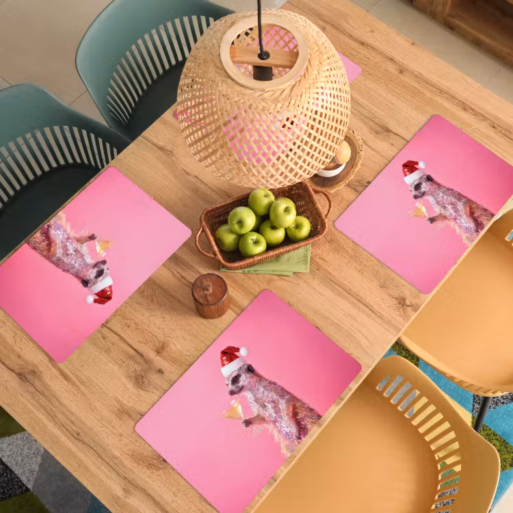 Placemat - 6 stuks - Dieren - Glitter - Feest — 4