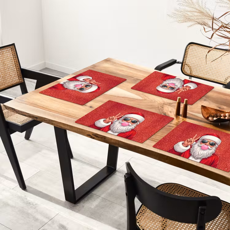 Placemat - 6 stuks - Kerstman - Zonnebril - Kerst — 3