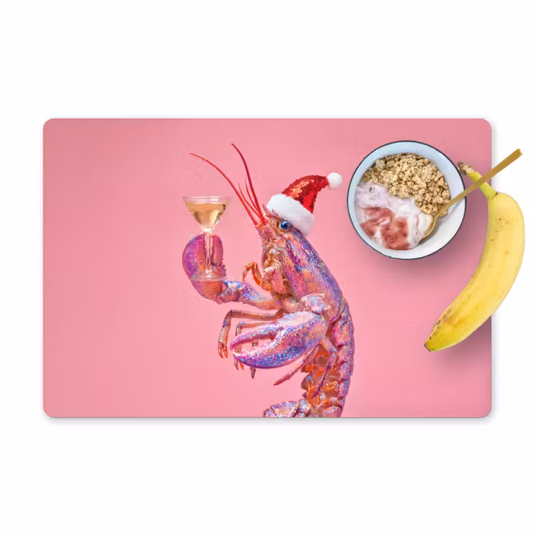 Placemat - 6 stuks - Kreeft - Kerst - Roze — 1