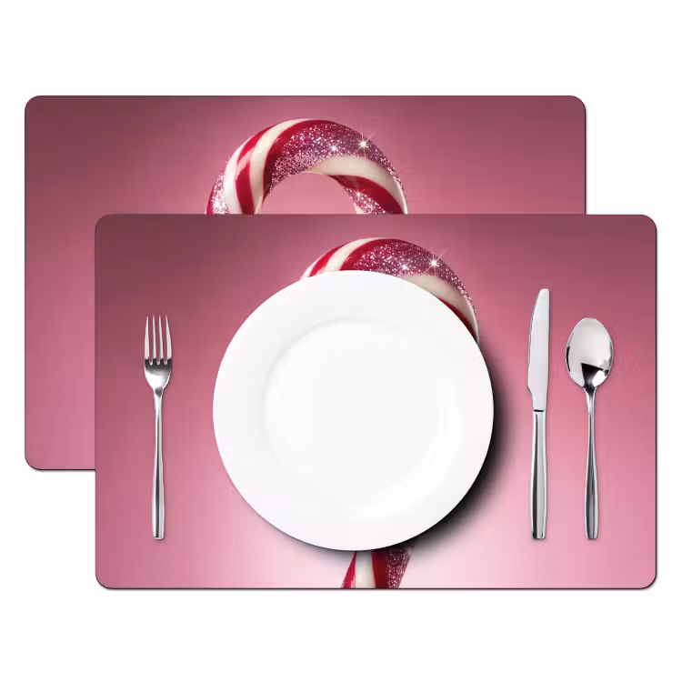 Placemat - 6 stuks - Zuurstok - Glinsterend - Roze — 2