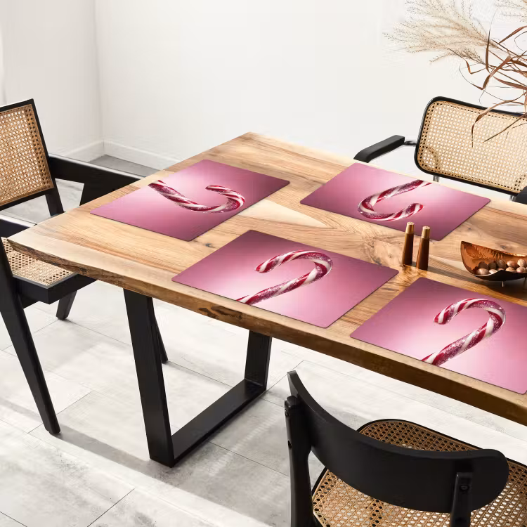 Placemat - 6 stuks - Zuurstok - Glinsterend - Roze — 3